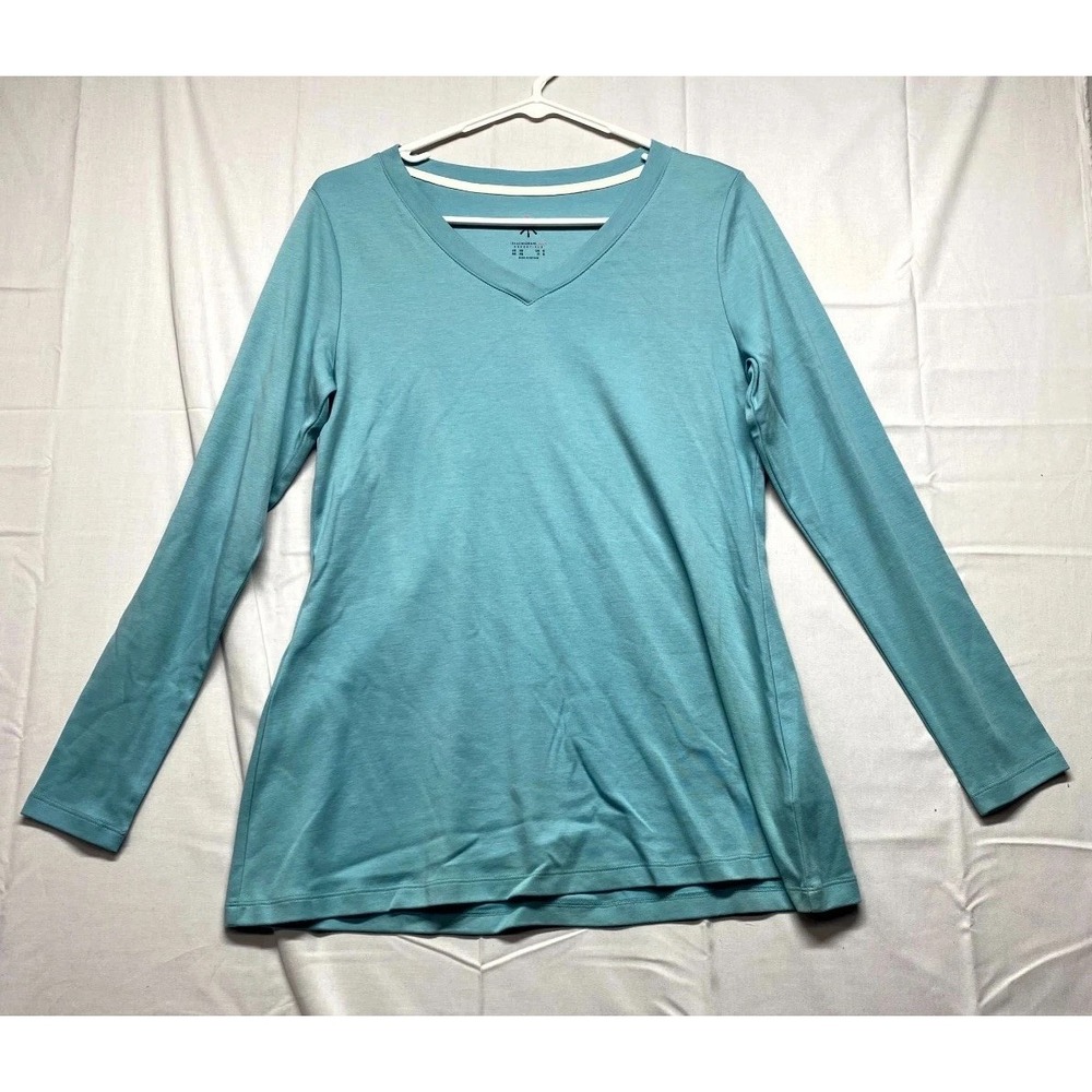 Isaac Isaac Mizrahi Live Essentials Top Womens XS Turquoise Blue Casual V Neck